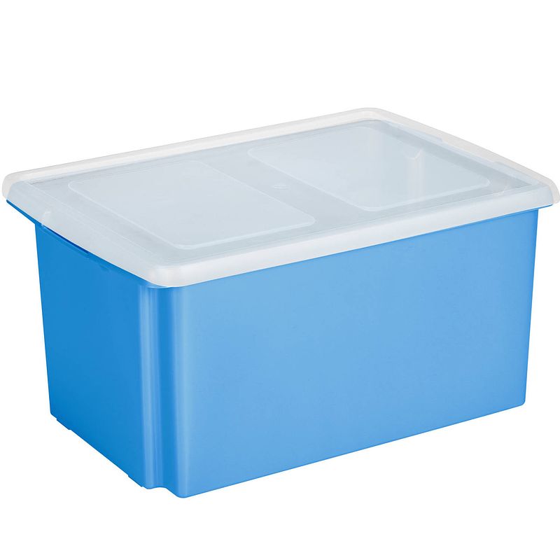 Foto van Sunware opslagbox kunststof 51 liter blauw 59 x 39 x 29 cm met deksel - opbergbox