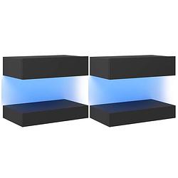 Foto van The living store tv-meubel - led-verlichting - grijs - bewerkt hout - 2 stuks