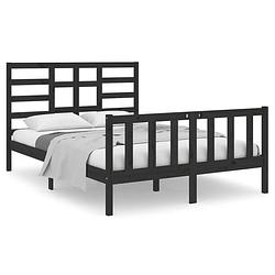 Foto van Vidaxl bedframe massief hout zwart 120x190 cm 4ft small double