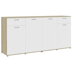 Foto van Vidaxl dressoir 160x36x75 cm spaanplaat wit en sonoma eikenkleurig