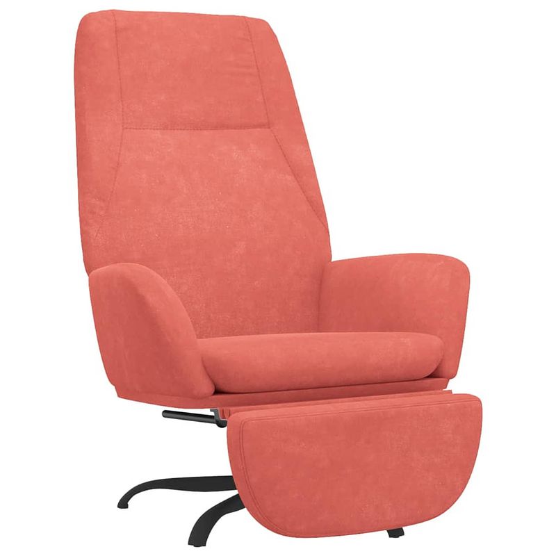 Foto van The living store relaxstoel roze fluweel - 70 x 77 x 94 cm - 360 graden draaibaar