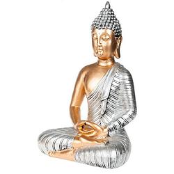 Foto van Boeddha beeld voor binnen zilver 35 cm - beeldjes