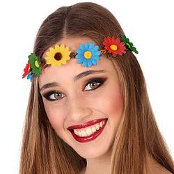 Foto van Atosa verkleed haarband met bloemen - gekleurd - meisjes/dames - hippie/flower power - verkleedhaardecoratie