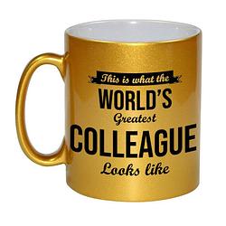 Foto van Gouden worlds greatest colleague cadeau koffiemok / theebeker 330 ml - feest mokken