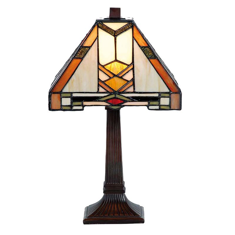 Foto van Haes deco - tiffany tafellamp meerkleurig 22x22x38 cm fitting e14 / lamp max 1x40w