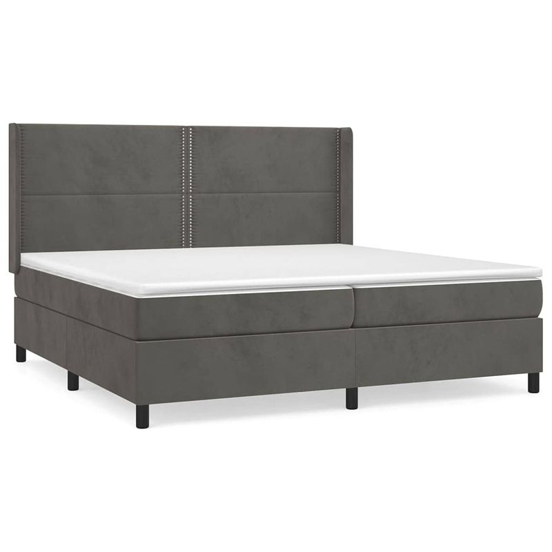 Foto van The living store bed - onbekend - boxspringbed - 203x203x118/128 cm - donkergrijs fluweel