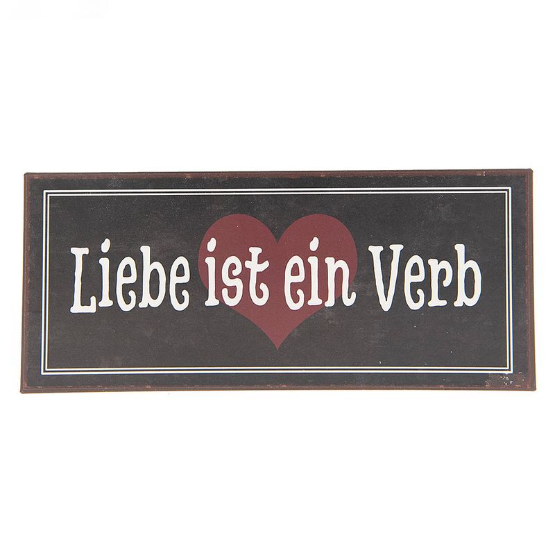 Foto van Clayre & eef tekstbord 30x13 cm bruin metaal rechthoek wandbord spreuk wandplaat bruin wandbord spreuk