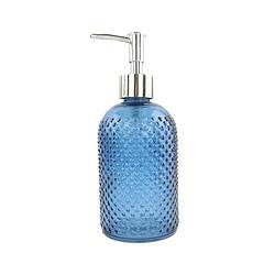 Foto van Orange85 zeeppompje - zeepdispenser - blauw - 410ml - glas - badkamer