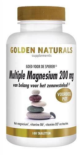 Foto van Golden naturals multiple magnesium 200mg tabletten