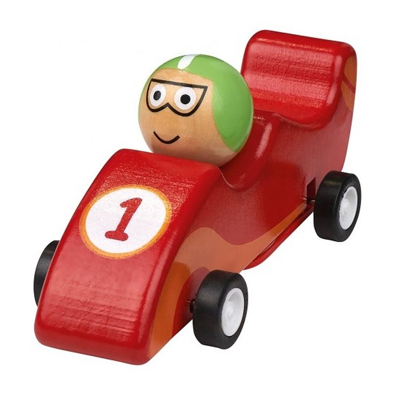 Foto van Moses houten racewagen 11,5 cm rood