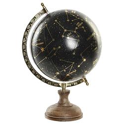 Foto van Items deco wereldbol/globe met sterrenhemel/sterrenbeelden - zwart - d20 x h33 cm - wereldbollen