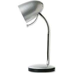 Foto van Led bureaulamp - aigi wony - e27 fitting - flexibele arm - rond - glans zilver