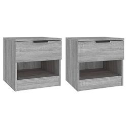 Foto van The living store nachtkastjes grijs sonoma eiken - set van 2 - bewerkt hout - 40 x 39 x 40 cm