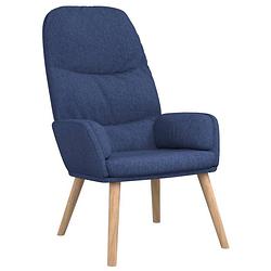 Foto van The living store fauteuil relax - blauw - 70 x 77 x 98 cm - dik gevoerd - metaal