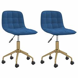 Foto van Vidaxl eetkamerstoelen draaibaar 2 st fluweel blauw