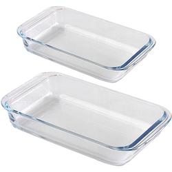 Foto van Chef traiteur ovenschaal set 2-delig - rechthoek - glas - 2,2l en 3l - keuken - ovenschalen