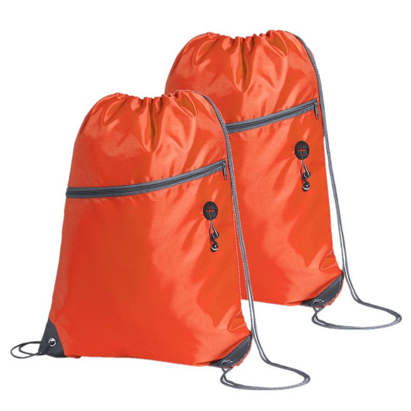Foto van Sport gymtas/rugtas/draagtas - 2x - oranje met rijgkoord 34 x 44 cm van polyester - gymtasje - zwemtasje