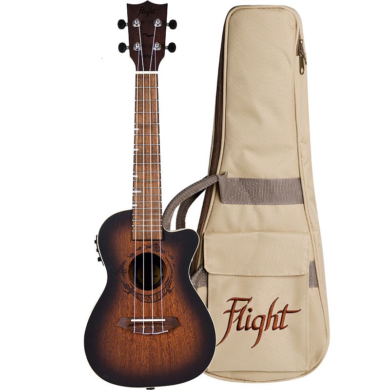 Foto van Flight gemstone series duc380 ceq amber elektrisch-akoestische concert ukelele met gigbag