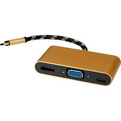 Foto van Roline usb-c® / hdmi adapterkabel usb-c® stekker, hdmi-a bus 0.10 m zwart/goud 12.03.3155 usb-c®-displaykabel