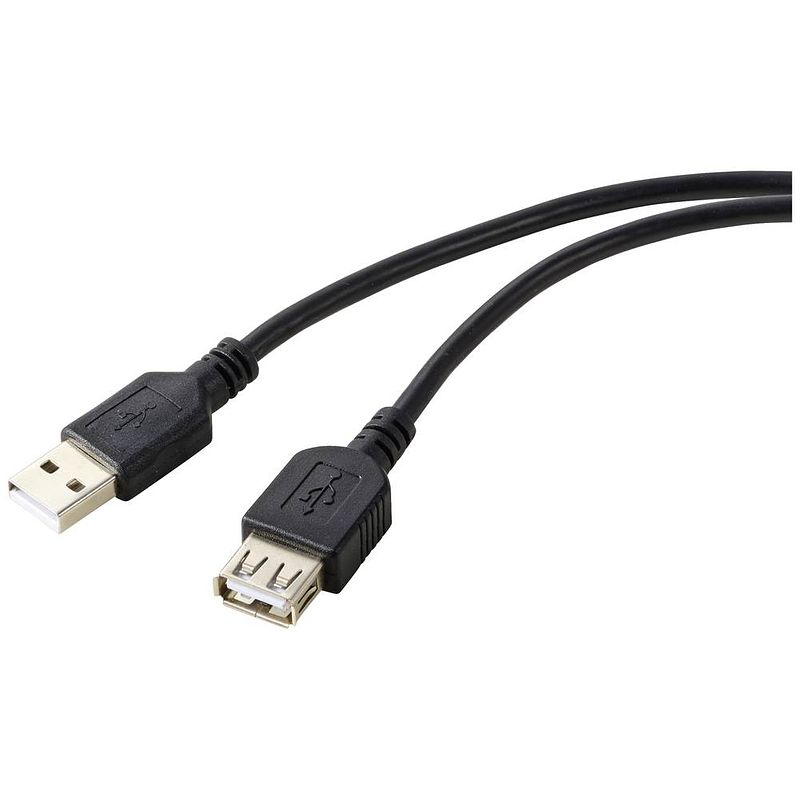 Foto van Renkforce usb-kabel usb 2.0 usb-a bus, usb-a stekker 0.50 m zwart pvc-mantel rf-5771510