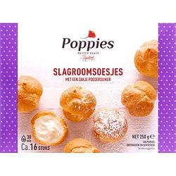 Foto van Poppies slagroomsoesjes met een zakje poedersuiker 250g bij jumbo