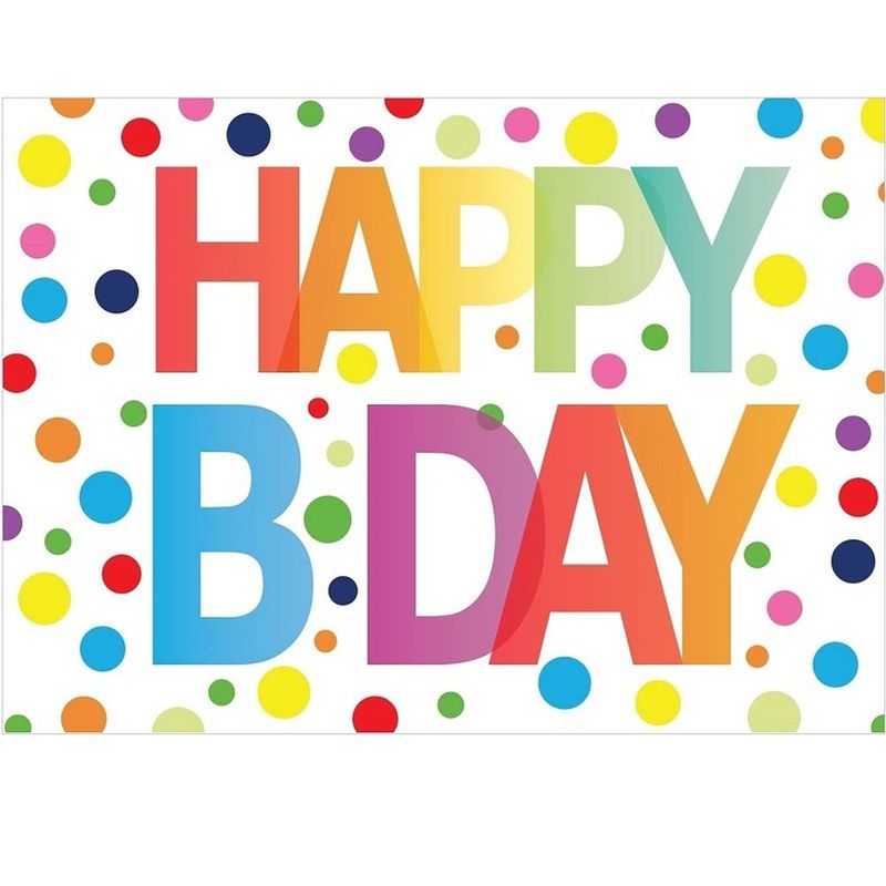 Foto van 5x verjaardagskaart happy birthday met gekleurde stippen - verjaardagskaarten