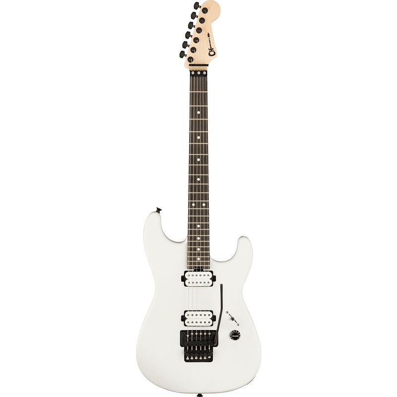 Foto van Charvel jim root signature pro-mod san dimas satin white elektrische gitaar met soft case