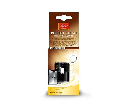 Foto van Melitta perfect clean espresso tabs 4 x 1,8 gr. reinigingstablet wit