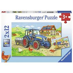 Foto van Ravensburger puzzel bouwplaats en boerderij - 2 x 12 stukjes