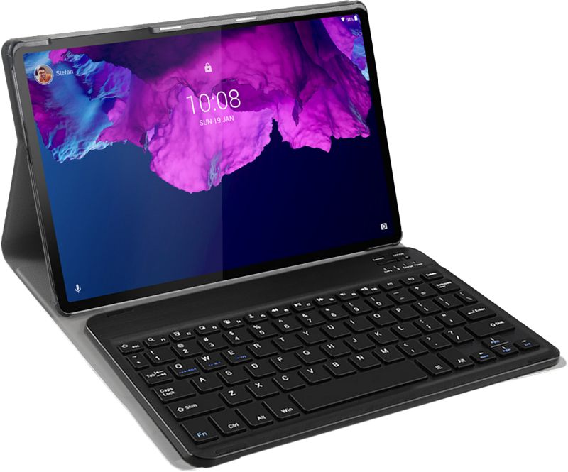 Foto van Just in case lenovo tab p11 premium toetsenbord hoes qwerty zwart