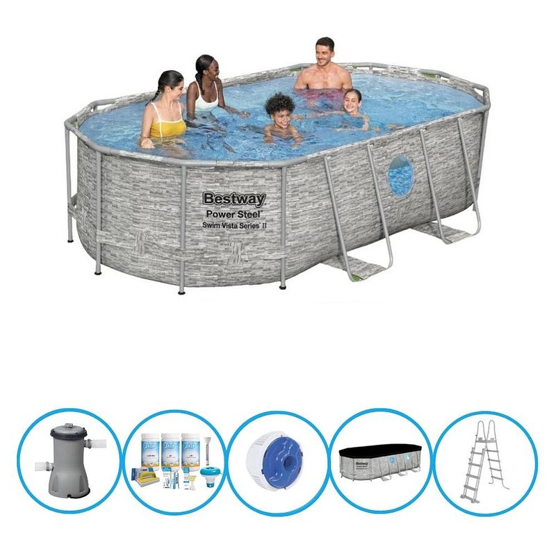 Foto van Bestway zwembad power steel swim vista - zwembadpakket - 427x250x100 cm