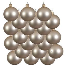 Foto van 18x glazen kerstballen mat licht parel/champagne 6 cm kerstboom versiering/decoratie - kerstbal