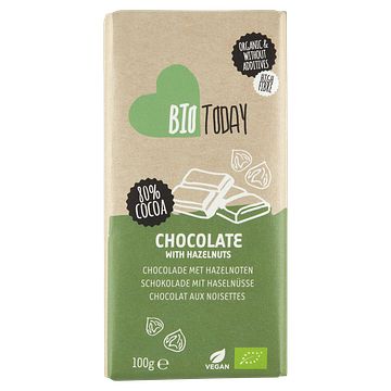 Foto van Biotoday chocolade met hazelnoten 100g bij jumbo