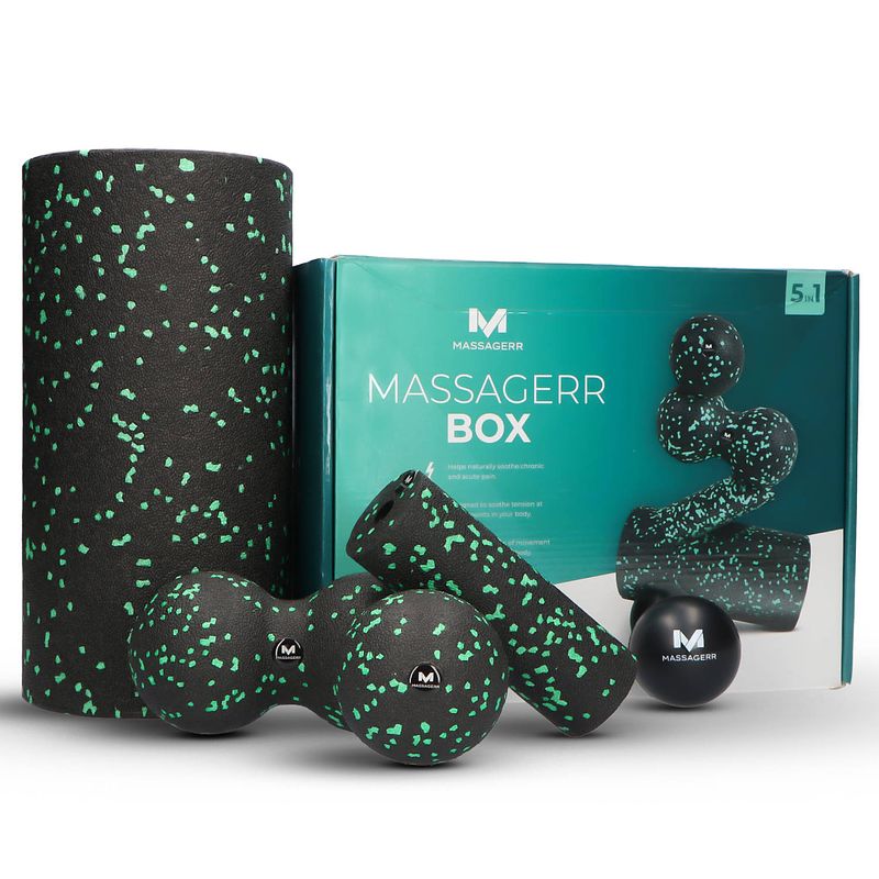 Foto van Massagerr® box - foamroller set met triggerpoint bal & duo massagebal - massage roller - foam roller - fascia - fitness