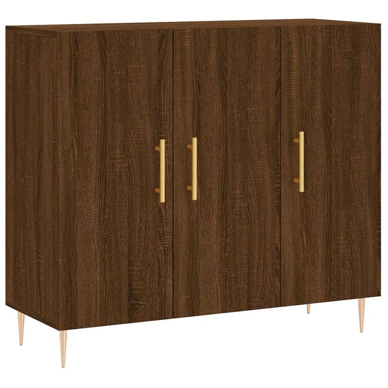 Foto van Vidaxl dressoir 90x34x80 cm bewerkt hout bruineikenkleurig