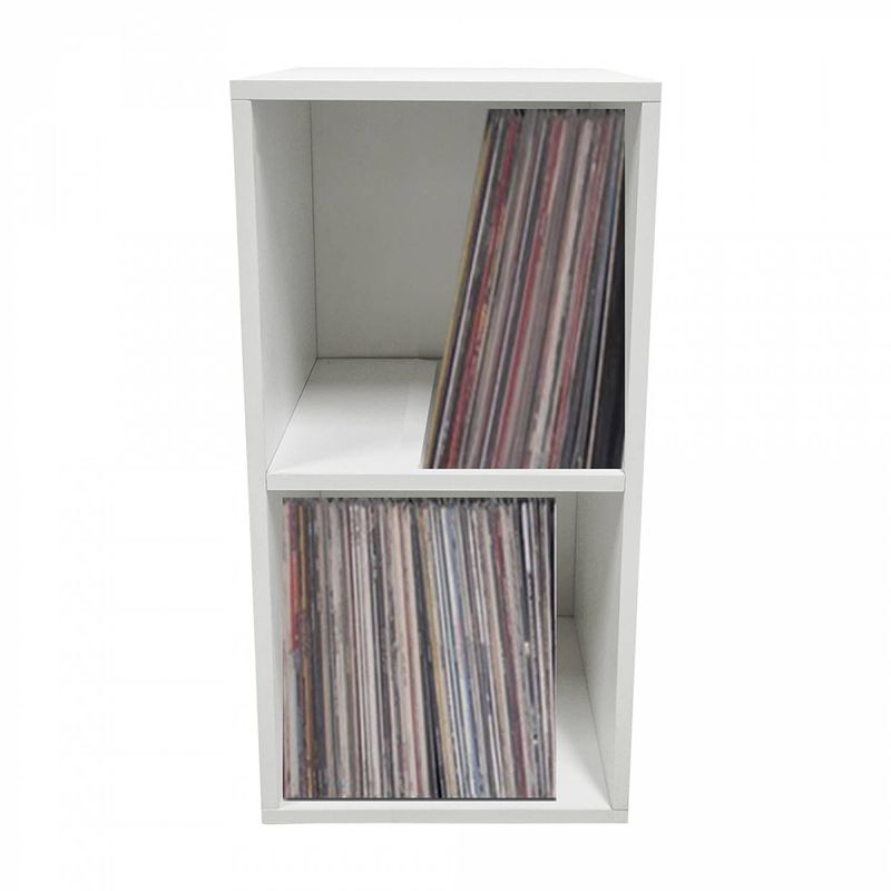 Foto van Vinyl lp platen opbergkast - opbergen lp vinyl platen - boekenkast - 2 vakken - wit