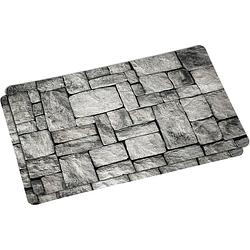 Foto van 2x rechthoekige onderleggers/placemats voor borden met grijze stenen print 28 x 43 cm - placemats