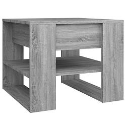 Foto van The living store salontafel - grijs sonoma eiken - 55.5x55x45 cm - bewerkt hout