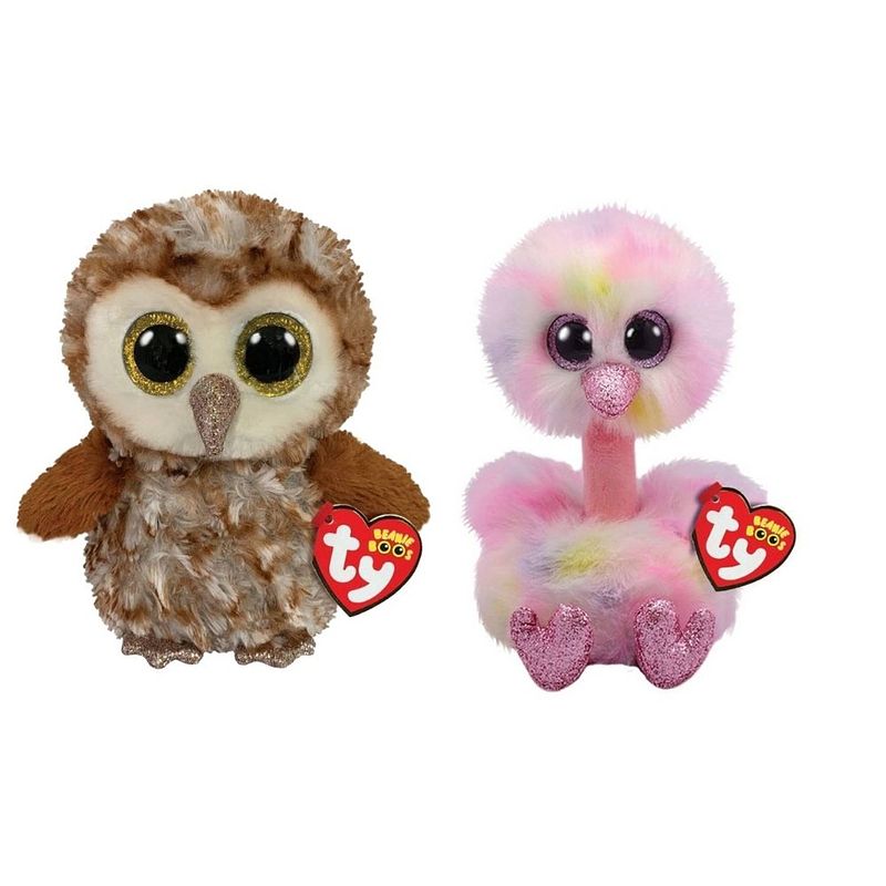 Foto van Ty - knuffel - beanie boo's - percy owl & avery ostrich