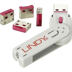 Foto van Lindy usb-lock + key usb-poortslot set van 4 stuks roze incl. 1 sleutel