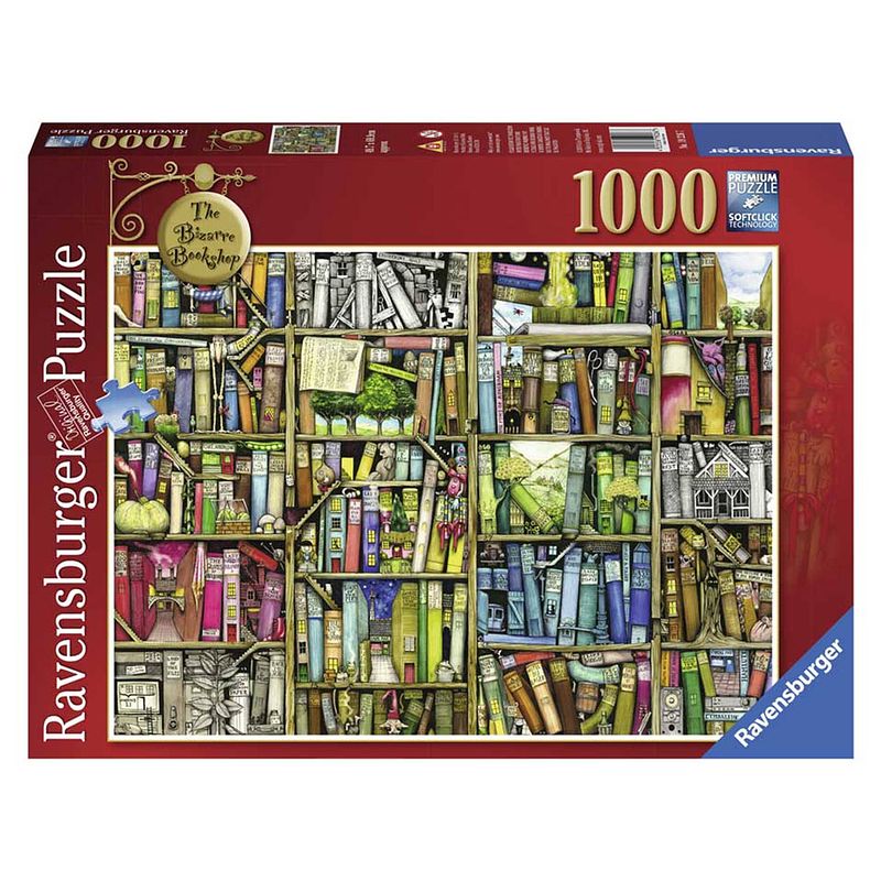 Foto van Ravensburger puzzel colin thompson the bizarre bookshop - 1000 stukjes