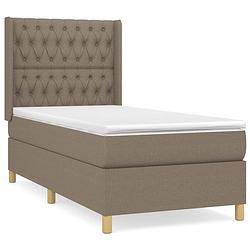 Foto van The living store boxspringbed - comfort - bed - 203x93x118/128 cm - taupe - pocketvering matras