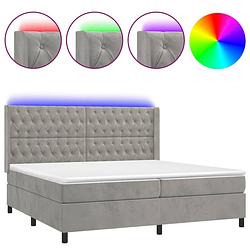 Foto van The living store boxspring - led verlichting - fluwelen stof - verstelbaar hoofdbord - pocketvering matras -