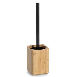 Foto van Wc/toiletborstel in houder - bamboe hout 35 x 9 cm - luxe kwaliteit - toiletborstels