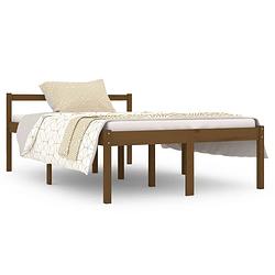 Foto van The living store houten bedframe - grenenhout - 120 x 190 cm - honingbruin