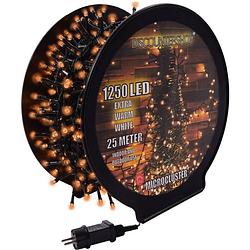 Foto van Kerstverlichting buiten - 25 meter 1250 led - extra warm wit - lichtsnoer nano koperdraad - ip44 stekker met timerfuncti