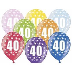 Foto van 24x stuks ballonnen 40 jaar met sterretjes versiering - ballonnen