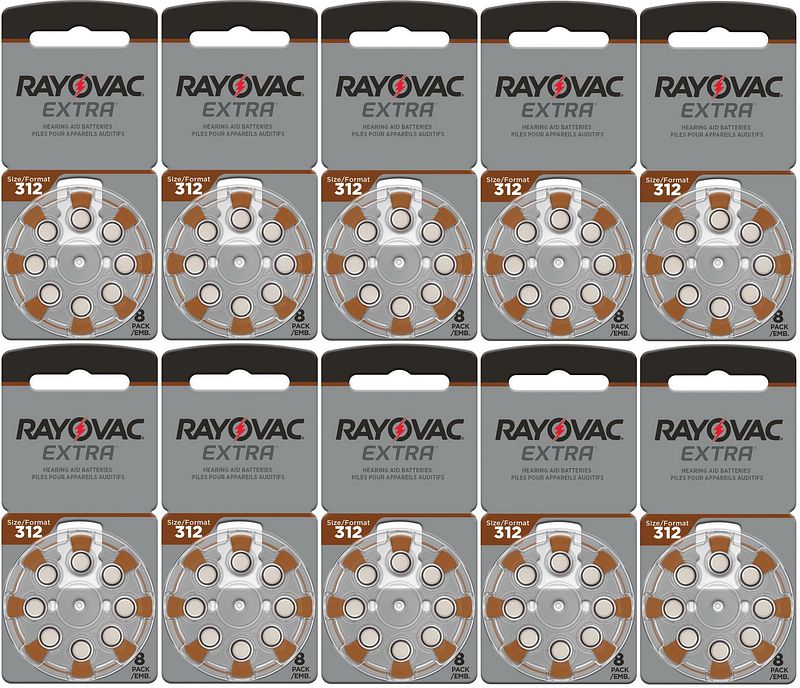 Foto van Rayovac gehoorapparaat batterijen type 312 (bruin) - 10 x 8 stuks