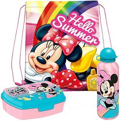 Foto van Disney minnie mouse lunchbox set voor kinderen - 3-delig - roze - incl. gymtas/schooltas - lunchboxen