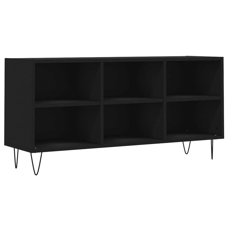 Foto van The living store tv-meubel - zwart bewerkt hout/ijzer - 103.5 x 30 x 50 cm - opbergruimte